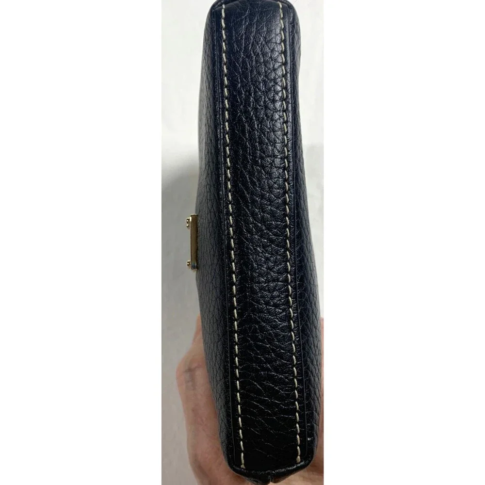 Dooney & Bourke Black Pebble Leather Kiss Lock Large Framed Wallet Coin Purse